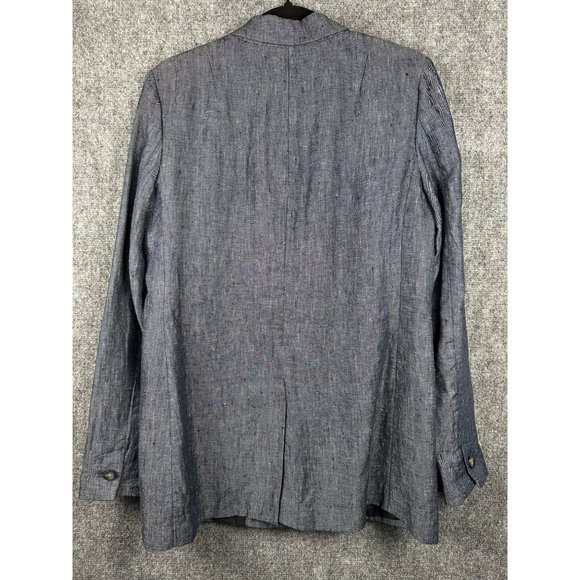 BANANA REPUBLIC Womens Chambray 100% Linen Boyfriend Blazer Size 6 Blue - Picture 3 of 7